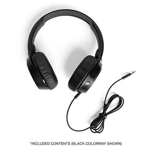 Skullcandy Riff On-Ear Wired Headphones, Convenient for Travel with 3.5mm AUX Plug, Built-in Microphone, Foldable Lightweight Comfortable Design, Durable Headband, Reliable Simplicity - Black - color: True Black, style: Riff