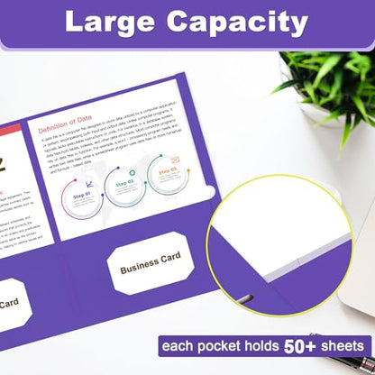 Folders with Pockets, LAYZZ 30 Pack Paper Pocket Folders, 2 Pocket File folders Fits Letter Size Paper, for School Office and Home (Purple) - color: Purple