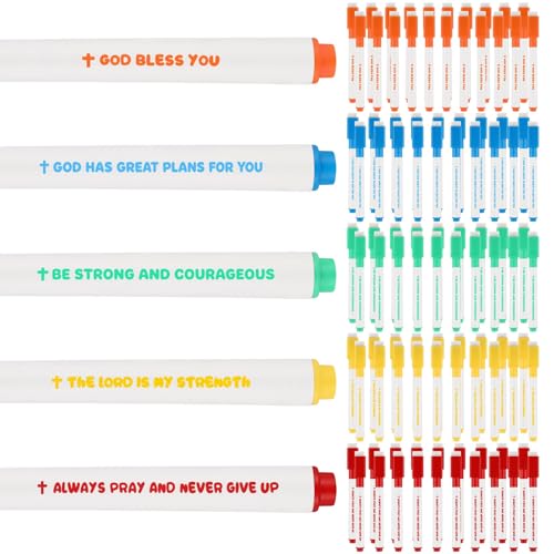 100 Pcs Christian Magnetic Dry Erase Markers with Eraser Cap, Whiteboard Bible Erasable Markers Bulk Fine Point Tip Corlorful Magnetic Dry Erase Pen for Teacher School Supplies Christian Gift