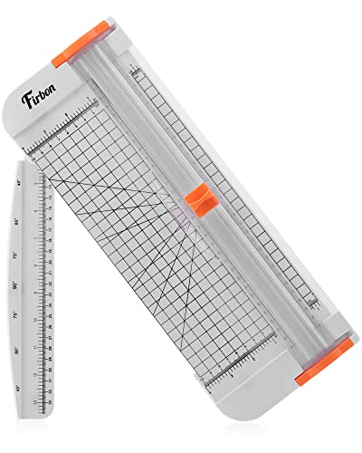 Firbon A4 Paper Cutter, 12 Inch Paper Trimmer with Extened Ruler, White | 12 Sheet Capacity | CM & Inch Scale | Spring-Loaded Safe Blade | Cuts Cardstock, Vinyl, Coupons, Labels & Scrapbooking Crafts - color: White