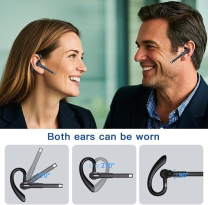 Hsility Bluetooth Headset with USB Type C 270 Degrees Rotatable Microphone for Truck Driver Bussiness and Travel