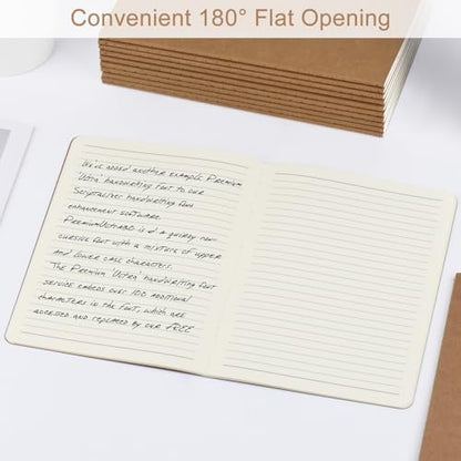ZCZN 24 Pack A5 Kraft Notebooks Bulk, 8.15x5.5 Inches Lined Paper Journaling Notebooks, Notebooks for Work, Composition Notebooks for School, Journal Notebooks for Office, 60 Pages