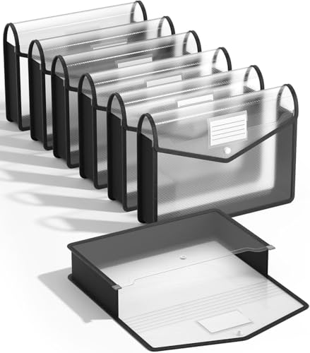 7 Pack Plastic Expanding File Folder, Fit Legal / B4 Size, Black | Transparent Envelopes with Snap Closure, No Dividers, Large Capacity, Black File Folder Organizer Holder, Bills&Taxes - color: Black, size: B4-Size -14.4"L× 11"W
