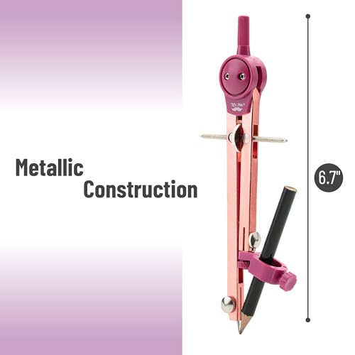 Mr. Pen- Metal Geometry Compass, Center-Wheel Design | Precision Drafting Compass with Pencil for School & Technical Drawing, Draws Circles up to 11 Inches Diameter - color: Rose Gold