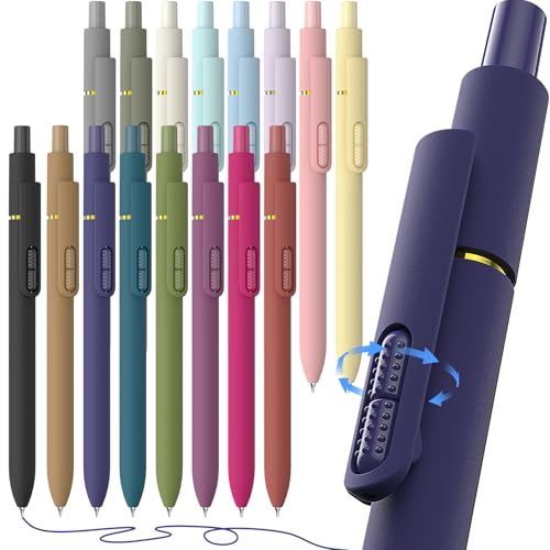 Hiacry 16 Pcs Gel Pens - 0.7mm Fine Point Quick-Dry Blue Ink Fidget Pens | Smooth Writing, No Bleed, No Smear, Note Taking Journaling, School Office Supplies for Men & Women (Vintage + Morandi 16Pcs) - color: Morandi+Vintage Blue Ink-16Pcs