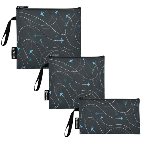 Reusable Food Storage Bags Airplane Adventure 3 Pack Set Lunch Bag Compact Sandwich Snack Bag Small Medium Large for Lunch, Travel & Organization - color: Bag 13