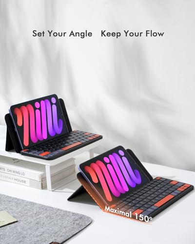 Universal Travel Keyboard Plus, New Dual Bluetooth Portable Keypad with 7-Color Backlit & Any-Angle Stand, Wireless Tablet Keyboard for iPad/Z Fold/Galaxy Tabs/Phones, Keypad for iOS/Android/Windows