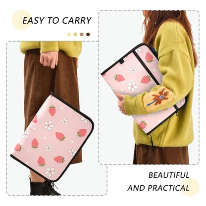 Strawberry Cute Flower File Folders,Plastic Folders with 13 Pockets,Expandable File Folder for Documents School Students Office,Aesthetic Folder with Labels A4 Letter Size - color: Multi 10