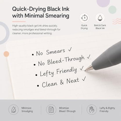 Vanhench 7Pcs 0.5 mm Black Ink Gel Pens Fine Point Pen | Smooth Writing Quick Dry Pen For School Note Teacher Journaling Office Desk Nurses Gift, Nice Cute Writing Pens - color: 7PCS Multicolor (Black Ink)