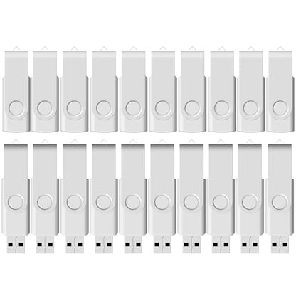 Flash Drive Bulk 8GB USB 20 Pack FEWINA USB2.0 USB Drives Pack Thumb Drive Bulk Swivel Memory Stick Zip Drive for Storage and Backup White 20PCS 8GB