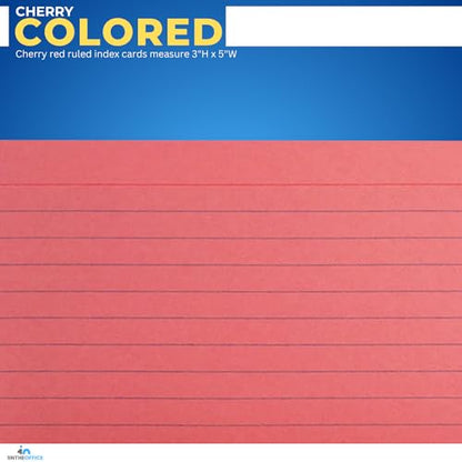 1InTheOffice Ruled Red Index Cards 3x5, Cherry Red, 200/Cards