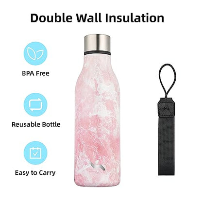 Konokyo Insulated Water Bottle with Strap,18 oz Double Wall Stainless Steel Vacuum Bottles Metal Water Flask,Blossom - color: Blossom, size: 18 Ounces