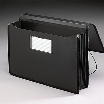 Smead Poly Wallet, Accordion File Organizer for File Folders, Legal Size, Black, 5-1/4 inch Expansion, Office Supplies, Document Organizer (71510) - size: Legal, style: Black