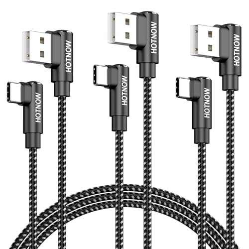 USB to USB C Cable Right Angle 3ft 3Pack, USB A to Type C Charger Cord 90 Degree Fast Charging for Samsung Galaxy A15 A25 A35 A55 A54, S24 S23 S22 S21 S20 S10 S10E, for iPhone 16 15 - color: Black, size: 3FT