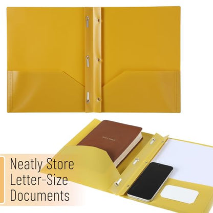 Mr. Pen- Plastic Folders with Pockets and Prongs, 5 Pack, Letter Size | Gold Spectrum, Flexible Plastic Folders with Prongs - color: Gold Spectrum, size: 5 Pack