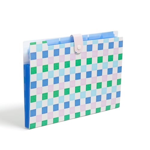 U Brands Poly 6 Pocket Expandable Folder with Tabs, Preppy Pastels, 1 Count, 1/5-cut tabs and 14 Blank Adhesive Labels - color: Pastel Multicolor