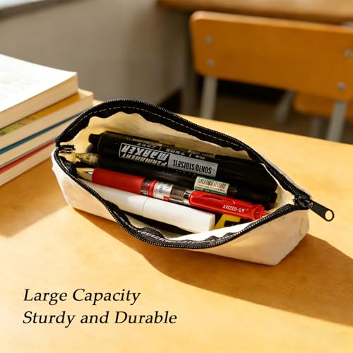 10PCS Blank DIY Canvas Zipper Bags Pencil Case Pouch Makeup Bags Bulk，6.9×9Inch Large-Capacity Multi-Purpose Toiletry Bag Portable Travel Storage Bag - color: 10pcs Beige Pencil Case