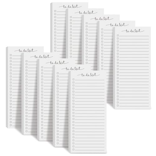 Censen 10 Pack 500 Sheets to Do List Notes Daily Checklist Notepad with 50 Sheets Undated Memo Pad Color Block Shopping List Weekly Plan Notepad Organizer Planners(White,Lined) - color: White, style: Lined