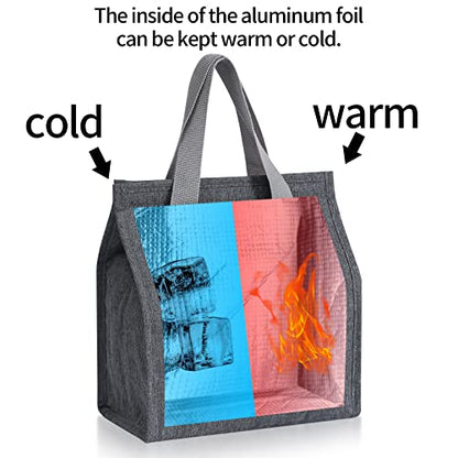 2pcs Grey Lunch Bag Insulated, Lunch Box Bag, Reusable Lunch Tote Bag | small lunch tote,tasty food lunch bag,small cooler bag,Lunch Box Container Bag Insulated for Women, Men, Work, Office, Travel - color: Gray