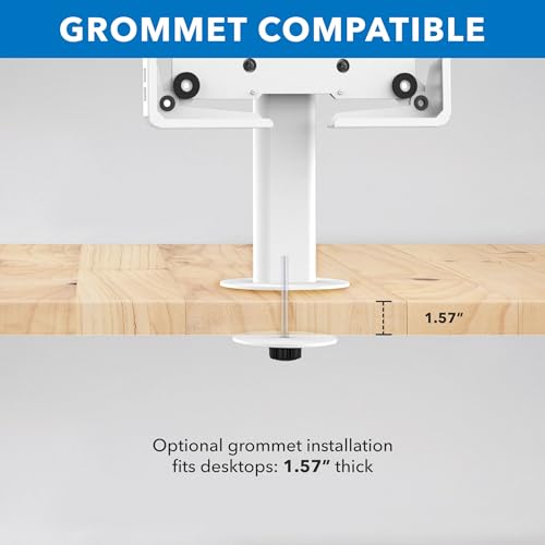 Mount-It! Universal Tablet Stand with Tilt, Anti-Theft Retail iPad POS Kiosk Stand, Fits 9.7"–13.1" Tablets, 90° Rotation & 180° Tilt, 20 lb Capacity, Steel Countertop Mount, White - color: White