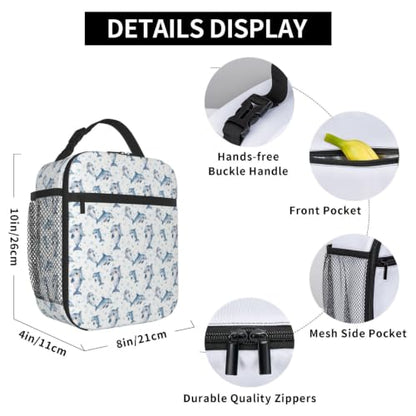 Cute Dolphin Lunch Bag 10In | Insulated Lunch Box Reusable Tote Bag For Picnic Office For Women Men - color: Style 2