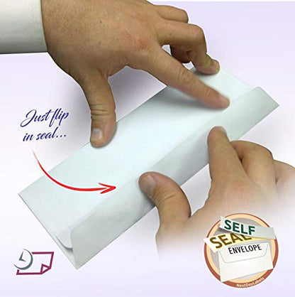 NextDayLabels #8 Double Window Check Envelopes - 100 Pack Ready-Seal Business Envelopes with Security Tint - Self-Sealing Envelopes with Window for Laser Printed Checks - Made in USA - size: #8 Envelope-100 Pack