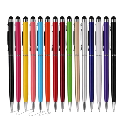15 Pack Stylus Pens for Touch Screens Stylus Pen Compatible with Phone Tablets Kindle and Black Ink Ballpoint Pens-2 in 1 Stylists pens for Touch Screens - color: Multicolour