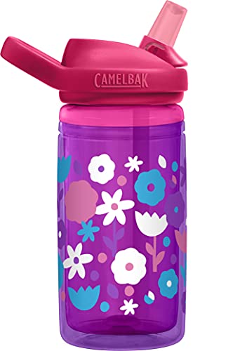 CamelBak Eddy+ Kids Bite Valve Straw Insulated Tritan Renew Water Bottle - color: Flower Power, size: 13.5 Ounces