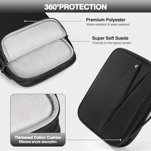 MoKo 13.3-14 inch Laptop Sleeve Case with Multi-Pockets for New 13" MacBook Neo A18, 14" Mac Pro M3/M2/M1, 13" MacAir M4/M3/M2/M1, Protective Padded Handle Laptop Bag with Accessories Pockets, Black