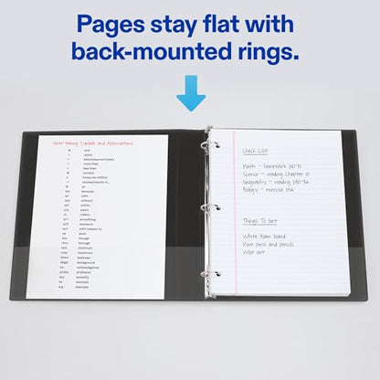 Avery® Mini Durable View 3 Ring Binder, Holds 5.5" x 8.5" Paper, 1" Round Rings, 175-Sheet Capacity, 1.4 Inch Wide Spine, 1 White Binder, Great for Home, School Supplies, Office, and More (17116) - size: 1"