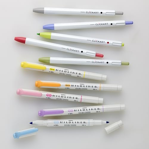 10-Pack Journaling Set - Zebra Pen Mildliner HL (5) & Clickart (5) - style: Premium Journaling Set 12 Pack