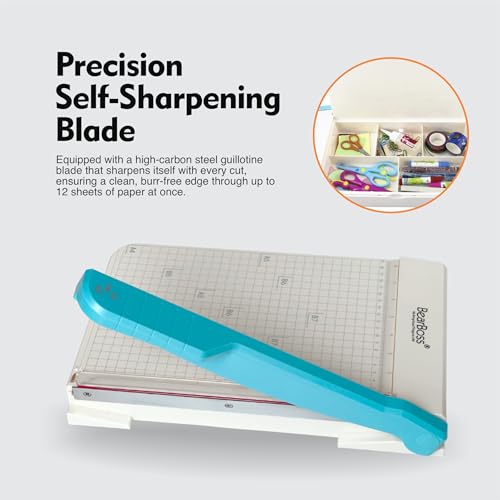 12 inch Paper Cutter, Guillotine Paper Cutter Heavy Duty, with Storage Worklion Precision Paper Trimmer with Safety Lock, Thickened Metal Based Cutting Board for Crafting Cardstock Photos