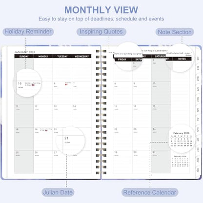 2026 Planner, Weekly and Monthly Calendar Planner Agenda, Jan 2026 - Dec 2026, Planning Academic Book, Office Desk Accessories and School Supplies - A5 (6.3'' x 8.5'') - color: C-Mountain Flight