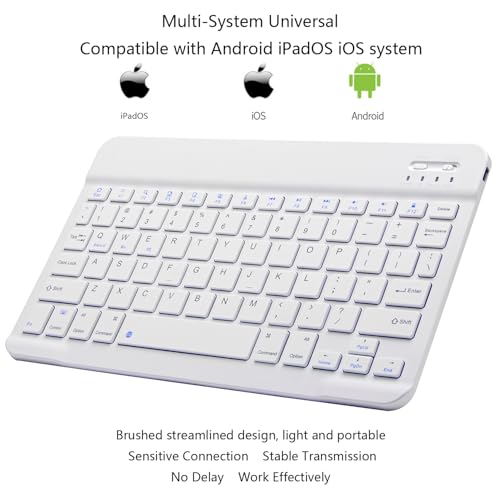 Ultra-Slim Bluetooth Keyboard Portable Mini Wireless Keyboard Rechargeable for Apple iPad iPhone Samsung Tablet Phone Smartphone iPadOS iOS Android (10 inch White) - color: 10 inch White