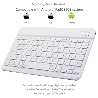 Ultra-Slim Bluetooth Keyboard Portable Mini Wireless Keyboard Rechargeable for Apple iPad iPhone Samsung Tablet Phone Smartphone iPadOS iOS Android (10 inch White) - color: 10 inch White