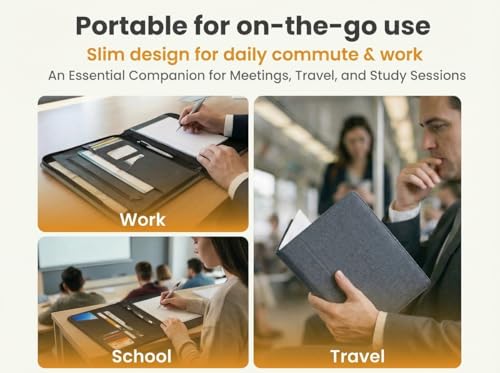 Universal Padfolio Case – Tablet Portfolio Organizer with Notepad Holder – Compatible with iPad 10th 11th Gen, iPad Pro 11, iPad 7 8 9 10.2 10.9 and 9.7 inches - color: Grey