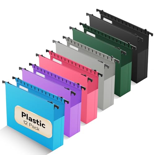 Plastic Extra Capacity Hanging File Folder,12 Pack Expanding Hanging File Folders Letter Size, Heavy Duty Folders 2 Inch Expansion, Reinforced Hanging Folders Designed for Bulky Files(Colorful) - color: Multicolor