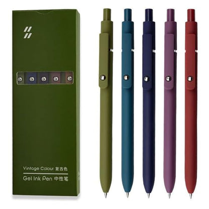 Joxop Quick Dry Gel Pens, Quick Dry Gel Pens, 5pcs Retractable Gels Pen Set, 0.5mm Quick-Dry Carbon Ink (A Dark) - color: A Dark