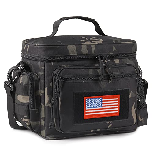 Lunch Box for Men, 12L Leakproof Tactical Lunch Bag Large Cooler for work | Adjustable Shoulder Strap,MOLLE Webbing Leakproof Insulated Large Lunch Cooler,Adult Meal Water-Resistant Lunch Pail for Men - color: Camo-Black, size: Medium