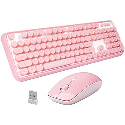 FOPETT Keyboard and Mouse Sets Wireless, Reliable 2.4 GHz Connectivity for PC,Laptop,Smart TV and More (Pink) - color: V2020 Pink