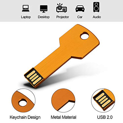 RAOYI 10 Pack 2GB USB Flash Drive USB 2.0 Metal Key Shape Memory Stick Thumb Drive Pen Drive-Gold - color: Gold, size: 2GB