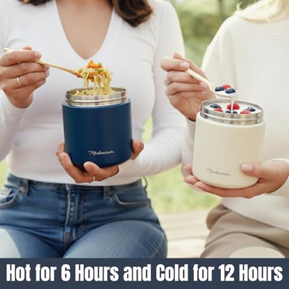 Modaniam Stainless steel Insulated Food Jars set (16Oz + 12 OZ) wide mouth, Insulated Lunch Containers,Insulated food container, Hot Food Lunch Container, Hot Lunch Box - Midnight Navy - color: Zee-MidnightNavy