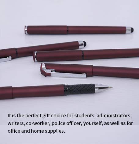 MiSiBao 0.7mm Black Ink Gel Ink Rollerball Pens 2 in 1 Medium Point Pens with Stylus Work Pen Smooth Writing for Office Black gel pen (Burgundy-18pack) - color: Burgundy-0.7mm-18pack