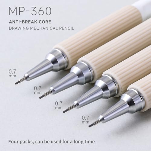 languo 0.7mm Mechanical Pencil Set with Case, 4PCS Drafting Mechanical Pencils Kit – 4 Tubes 2B Lead Refills, 3 Erasers, Ideal Pencil Set for Writing & Drawing - style: 0.7mm