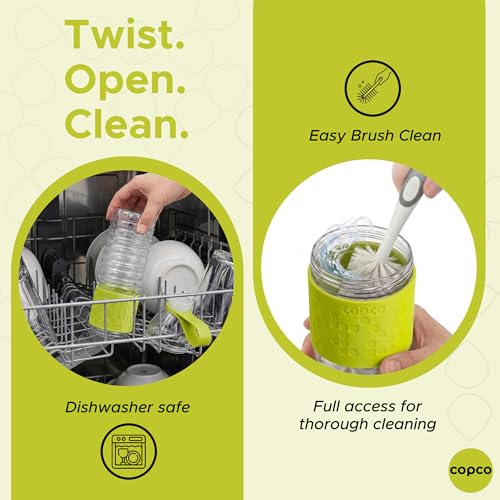 Copco Hydra Water Bottle 20 Oz - Lime Green, Set of 2 | Spill-Guard Leak-Resistant Lid, Minimizes Spills for Commuting, Workouts & Everyday Hydration, 20 Oz Capacity Per Bottle - color: Lime Green