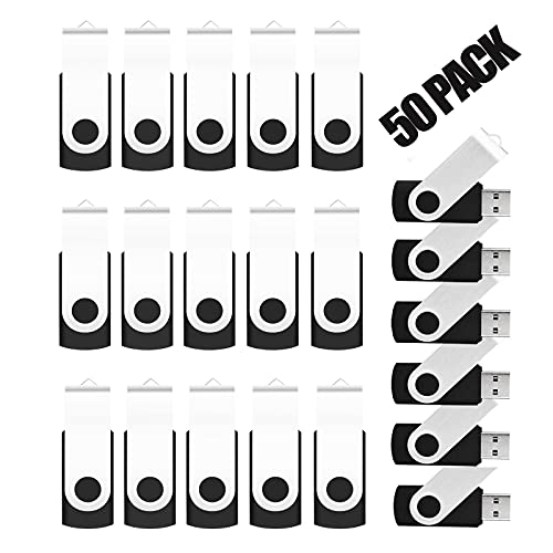 50-Pack of 2GB Bulk Flash Drive EASTBULL FAT32 Thumb Drives Pack (Black) | USB2.0 Metal Thumb Drives Bulk 2G USB Drives Pack with 50 Lanyards for Data Storage - size: 2GB, style: 50-Pack