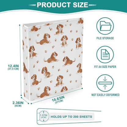 Cavalier King Charles Spaniel Dog Round Ring Binders 1.5 Inch 3 Ring Binder with Clipboard Holds 200 Sheets Office Home School - color: Multicolored 12