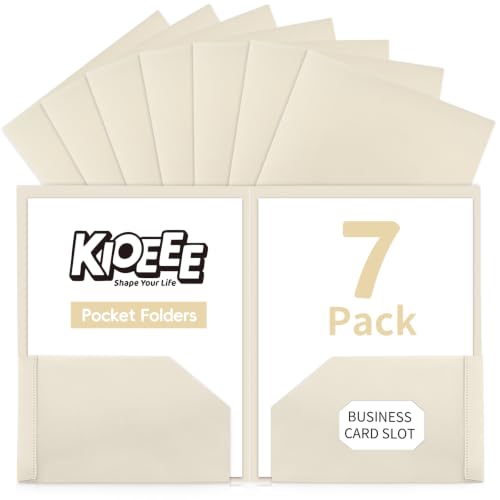 Plastic Folders with Pockets (7 Pack,Sweet Colors),Fit Letter Size Paper,Durable Heavy Duty,2-Pocket Folder for School Office or Home,Durable Acid-Free Poly,Back to School Supplies (7, Beige) - color: Beige