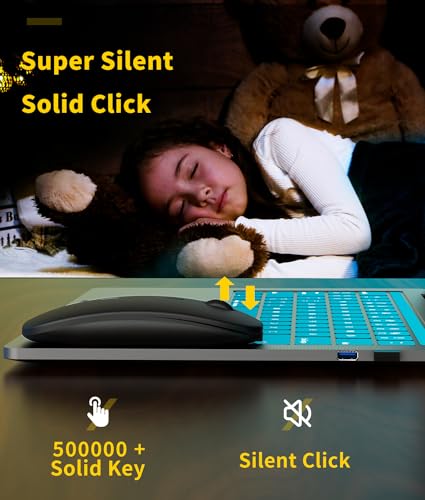 Wireless Mouse Rechargeable, 2.4G Silent Ultra Slim Portable Mouse,4 Adjustable DPI 800/1000/1200/1600 Quiet Click Cordless Mouse for Laptop PC Computer-Black