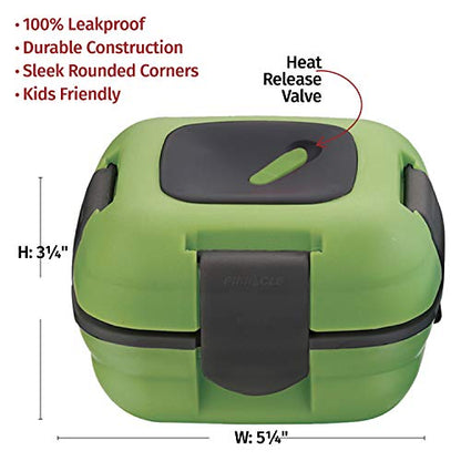 Pinnacle Insulated Leak Proof Lunch Box for Adults and Kids - Thermal Lunch Container With NEW Heat Release Valve 16 oz ~Set of 2~ Green-Yellow - color: Green-yellow
